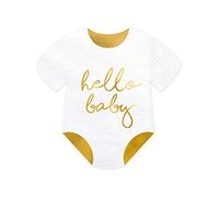 20 serviettes en papier body hello baby blanc et doré 16 x 16 cm - Blanc - Taille Unique