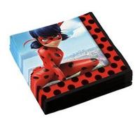 Amscan 9902875 Lot de 20 Serviettes Miraculous Rouge