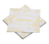 20 serviettes papier baptême 3 plis 33cm or métal - chaks 12016 Jaune G