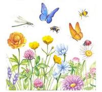 20 serviettes papier prairie aux papillons 33cm - ambiente 13315795 Multicolore G