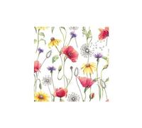 Serviettes de table - AMBIENTE - Paquet de 20 - 3 plis - 33x33cm - En papier de soie - Jetable - Motif prairie de coquelicots