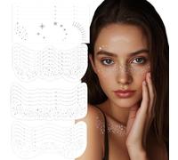 20 Tatouages Temporaires Taches de Rousseur Paillettes pour le Visage, Tatouages Éphémères Glitter Freckles Patchs Maquillage Imperméables pour Fêtes, Cosplay, Halloween, Carnaval, Argent