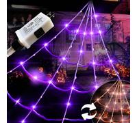 20 toiles d'araignée d'Halloween de 5,2 m - 150 LED violettes lumineuses - triangulaires géantes - Étanche - Avec toile d'araignée de 200 m² et 20 petites araignées pour intérieur