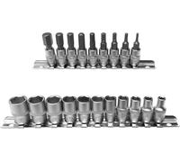 20 x douilles Noix + six pans creux SAE POLICE 1/4