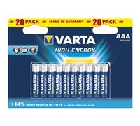 20 x piles AAA Varta alkaline LongLife Power - haute performance pour appareils gourmands en énergie