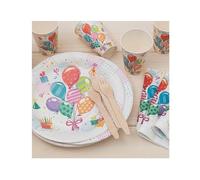 20 x serviettes de 33 cm x 33 cm « Fête » étiquette écologique Fête d’anniversaire Fournitures jetables pour fêtes