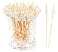 200/100/50/20/10 pièces Lot de cure-dents en bois blanc de 12 cm, pics à brochettes, piques à sandwich, pour fête, apéritifs, anniversaire, mariage, club, fruits, cupcakes, hamburgers, collations de b