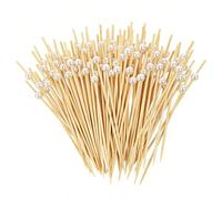 200/100/50/20 pièces Brochettes en bambou blanc perlé, fourchettes à légumes et fruits, cure-dents pour apéritifs, piques à fruits, bâtonnets alimentaires, fourchettes à sandwich et hamburger, bâtonne