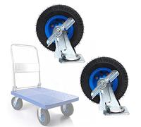 200 250mm Roulettes Pivotantes Pour Trolley Meubles Transports,Roues Lourde | 2 Pièces Roulettes Industrielles En Caoutchouc Pneumatique, Silencieux Et Amortissantes, Charge 250kg(Ø200mm/8in,Brakes)