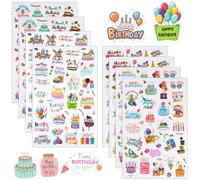 200 autocollants d'anniversaire, autocollants décoratifs pour livre d'or et fête d'anniversaire, stickers en vinyle imperméables, accessoires de décoration pour anniversaire et anniversaire