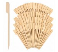 200 Brochettes en Bambou 12 cm, Pics Apéritif pour Cocktails et Burgers | Manche Plat Ergonomique, Surface Lisse Sans Écharde, Cuisson Four et Friteuse Sans Huile, Garniture de Fruits et Fromages