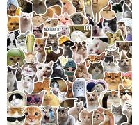 200 Chats Stickers, Drôles Chats Mèmes Autocollants, Adorables Imperméable Vinyle Chat Gommettes, Créatifs Autocollant Graffiti pour Scrapbooking, Ordinateur Portable, Téléphone, Guitare, Skateboard