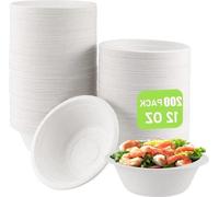 200 gobelets en papier jetables de 23 cl, ultra-résistants et compostables, pour les barbecues et les pique-niques
