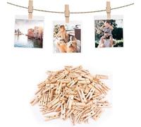 200 mini pinces à linge en bois, 3,5 cm, petites pinces pour corde à photos, accrocher des photos avec de la ficelle de jute, pinces à linge en bois naturel pour la décoration DIY et les photos