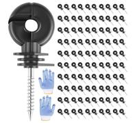200 Pcs Isolateurs Annulaires pour Clôture Électrique | Isolateurs pour Clôture de Pâturage avec ouille, Gants de Travail, Poteaux Annulaires Isolateurs à Visser pour Cordes