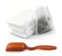 200 Pcs Sachet de Thé - Sachet de Thé à Remplir avec Cordon, Sachets Filtre à Thé Jetables avec cuillère à thé, Sachets Thé a Remplir pour Thé en Vrac, Café, épices, Poudre (7 x 9 cm)