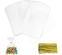 200 PCS Sachets Transparents Bonbons, sac carré transparent, Sac de Bonbons en Plastique Biscuit Cadeau Mariage, pour emballer des