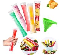 200 Pcs Sacs de Formes de Popsicle Sacs de Pops sans BPA avec un Entonnoir pour Yaourt Bonbons Crème Glacée Party Favors (5 x 22 cm)