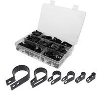 200 Pièces Assortiment de Clips Câbles Noirs Pinces R Compactes | Boîte de Rangement Incluse, pour Fils de Taille Courante, Clips Multifonctions, Plastique Léger et Discret