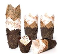 200 Pièces Caissette Muffins Papier, Caissettes Cupcake Taille Standard | Naturel & Non Blanchi, Moule Muffins Papier Tulipe pour Cuisson Mariage, Anniversaire, Fête