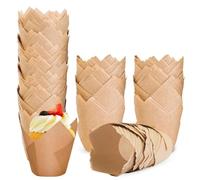 200 Pièces Caissette Muffins Papier, Caissettes Cupcake Taille Standard | Naturel & Non Blanchi, Moule Muffins Papier Tulipe pour Cuisson Mariage, Anniversaire, Fête