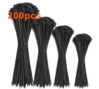 200 Pièces Collier de Serrage 100/150/200/300mm, Attache Câble, Serre Câbles Rilsan Nylon, Serflex Plastique Professionnelles Pour Gérer les Différents Câbles (Noir, 100/150/200/300mm(200 Stück))