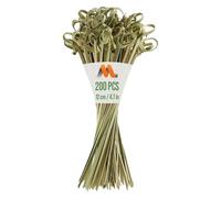 200 Pièces de Brochettes à Cocktail en Bambou avec Nœud Élégant - 12cm Brochettes en Bois Décoratives - Pour Fêtes, Apéritifs, Cocktails, Fruits, Brochettes, Barbecue (BBQ) - par Mobi Lock