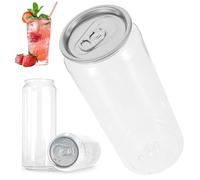 200 pièces de canettes de boisson transparentes, bouteilles de boisson en conserve portables avec bouchons, bouteilles avec scelleuse en plastique, bouteilles commerciales en PET anti-fuite pou 500ml