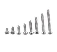 200 pièces de fixation à bois autotaraudeuse en acier inoxydable 304, vis à bois à filetage tranchant, raccord de matériel de montage encastré, 8 tailles, 3 types de têtes, (Flat Head Self-Tapping