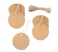 200 Pièces Étiquettes Kraft Rondes 5cm avec 20m Ficelle Jute Naturelle, Étiquette Cadeau Papier Épais pour Mariage Noël Anniversaire, Marque Place Prix Bagage et Bricolage Artisanal Personnalisé