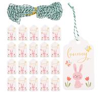 200 Pièces Étiquettes Lapin Colorées Suspendues en Papier | Motif Cartoon, Légères Corde, pour Noms de Cartes et Ornements, Lot de Balises de Fête