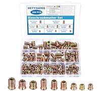 200 Pièces Insert Fileté Metal, Ecrou a Sertir, M4 M5 M6 M8 Écrous à Sertir Rivet Fileté, Écrou de Rivet a Tête Plate, Manchons Écrous d'Insertion Filetés, inserts filetés pour meubles en bois