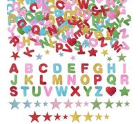 200 Pièces Lettres Autocollantes en Mousse, Plusieurs Couleurs Stickers Lettres en Mousse, Stickers Lettres Alphabet de Paillettes Coeur et étoiles Gommettes Autocollantes pour Décoration
