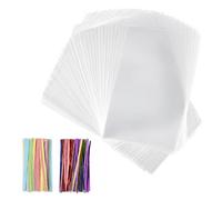 200 Pièces Sachet Bonbon, 10x15 cm Sachet Plastique Transparent Sacs Cellophane avec 200 Rubans Métalliques Pour Bonbons, Biscuits, Pain, Fruits, Etc. Parfaits Pour Les Fêtes De Cadeaux