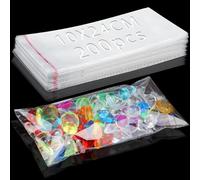 200 Pièces Sacs Plastique Transparent 24x10cm Auto-adhésifs OPP pour Biscuits, Chocolats, Bijoux et Cadeaux de Noël