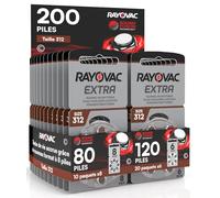 200 Rayovac Extra Size 312 PR41 (Brown) Hearing Aid Batteries - 10 Blisters de 8 et 20 Blisters de 6 Batteries