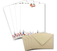 200 sets de lettres comprenant des motifs de prairies fleuries colorées et des enveloppes