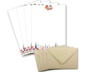 200 sets de lettres comprenant des motifs de prairies fleuries colorées et des enveloppes