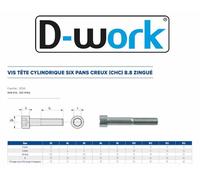 200 Vis Métaux Tête Cylindrique 6 Pans Creux CHC F/Total 10 x 30 mm - DIN 912 - 8.8 - Zingué blanc - D-Work