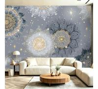 200 x 140 cm Mystérieux Rêveur Intissé Papier Peint Panoramique | Géométrique Losange Symétrique Mandala Impression Intissé Murale Papier Peint, Multicolore pour Salon Fond de TV