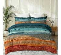 200 x 200 cm Housse de Couette, Vintage Abstrait Géométrique Bande Spirale Lit Microfibre Imprimé Parure Housse Couette avec Fermeture Éclair 2 Personnes avec 2 Taies d'oreiller 65x65cm, Vert