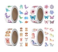 2000 Autocollants Animaux Rond Récompense Stickers pour Enfant Rouleau