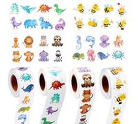 2000 Pièces Autocollant Animaux en Rouleau Autocollants de Motivation pour Enfants Autocollants de Récompense Animal Stickers Animaux Ronds pour Scolaires Salle de adeaux d'Enfants
