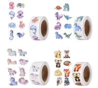 2000 Pièces Autocollants Animaux, Rouleau Gommettes Adhesifs Animal, Imperméables Stickers Autocollants Récompense D'animaux, Adorables pour Décoration de Fête, Scrapbooking