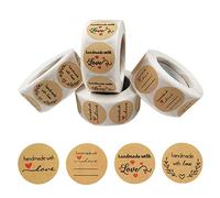 2000 Pièces Etiquette Ronde,Kraft Papier Stickers,Adhésif Autocollant Rond | Autocollant Personnalisé Etiquettes Autocollantes,Etiquette Cadeau Noel Fait Main Autocollant DIY