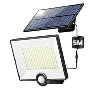 【2000lm Ultra-brillant】Lampe Solaire Extérieur Détecteur de Mouvement 204LED Lumière Solaire Extérieure avec 3 Modes Étanche IP65 éclairage Extérieur Solaire Spot LED avec Câble de 16,4ft pour Jardin
