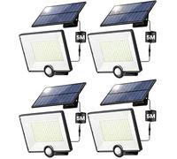 【2000lm Ultra-brillant】Lampe Solaire Extérieur Détecteur de Mouvement 204LED Lumière Solaire Extérieure avec 3 Modes Étanche IP65 éclairage Extérieur Solaire Spot LED avec Câble de 16,4ft [Lot de 4]