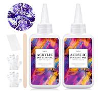 200ml Huile de Silicone, Transparent Huile Silicone Pour Pouring Peinture Acrylique, Pour de Belles Cellules, ne Jaunit Pas, MéDium de Lissage, Parfait Pour la Peinture Fluide et CouléEs