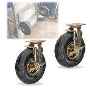 200mm 250mm Roulettes Charges Lourdes Type Tout-Terrain Roue Gonflable Pneumatique Lot De 2, Silencieuses Roulettes Pivotantes En Caoutchouc Avec Frein, Une Roue Portant 200 Kg (Color : Brake, Size