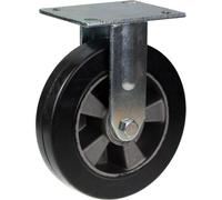 200mm 8" castor black rubber fixed strong 1800kg capacity, set of 4